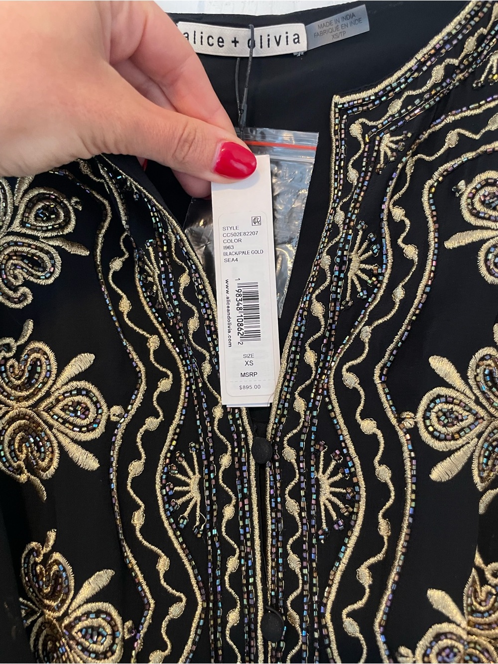 Alice + Olivia Black Tunic with Gold Embellishment - Picture 5 of 10